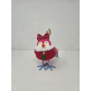 Pink Reindeer Christmas Felt Bird